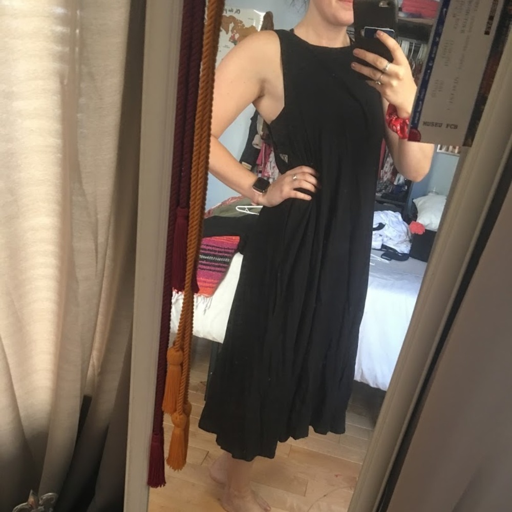 Loose Black Midi Dress